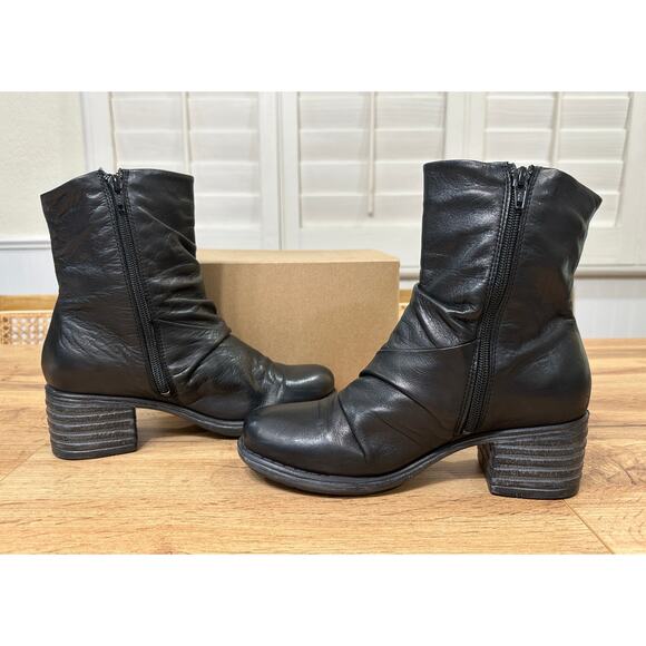 Miz Mooz Gem Dressy Boots Black Ruched Leather Size 6.5/7 US 37 EU NWOB Stylish - Picture 9 of 14